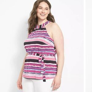 Women's Lane Bryant Horizon Stripes Halter Top/Tunic Size 18-20